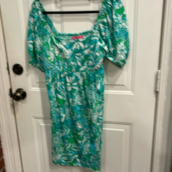 Lilly Pulitzer square necked fun fun dress in Blue and green - Picture 1 of 7